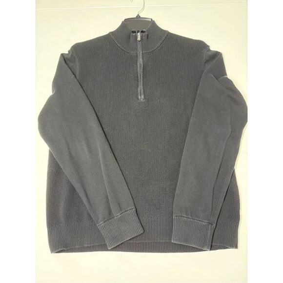 Michael Kors 1/4 Zip Long Sleeve Pullover Sweater Men' Black Cotton Stretch Sz L - Picture 5 of 9